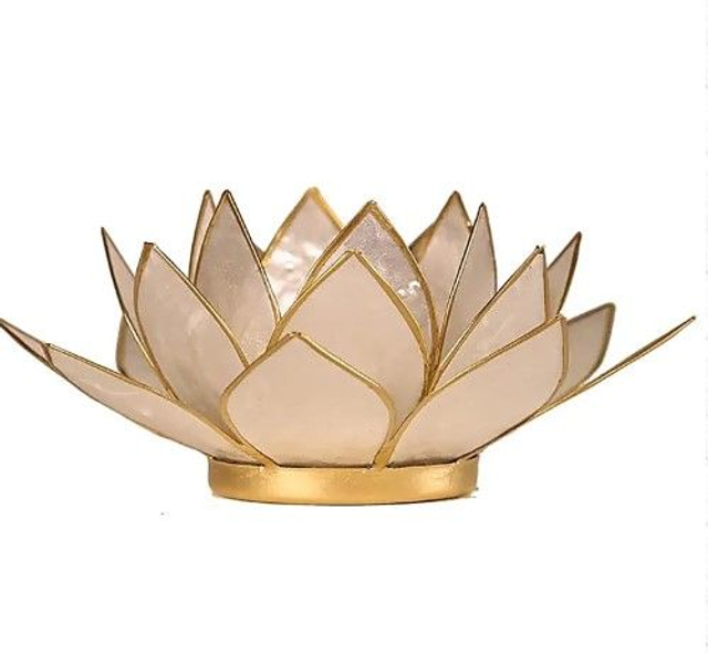 Eclairage d’ambiance Lotus perle bords or