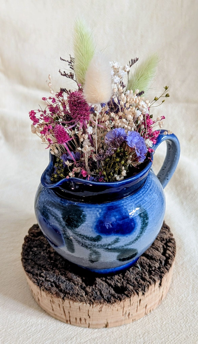Célestine - Bouquet fleurs séchées - poterie alsacienne upcyclée