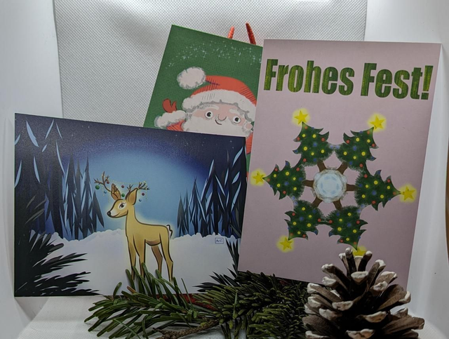 Postkarte 3x Christmas