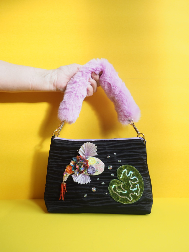 Koi Floral Lavender Fins Mini Sweetheart Handbag