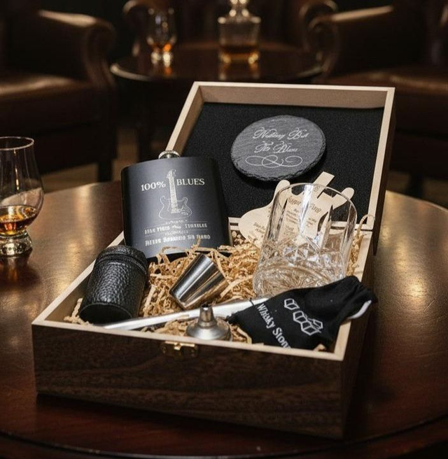 Hip Flask and Glass Whiskey Set