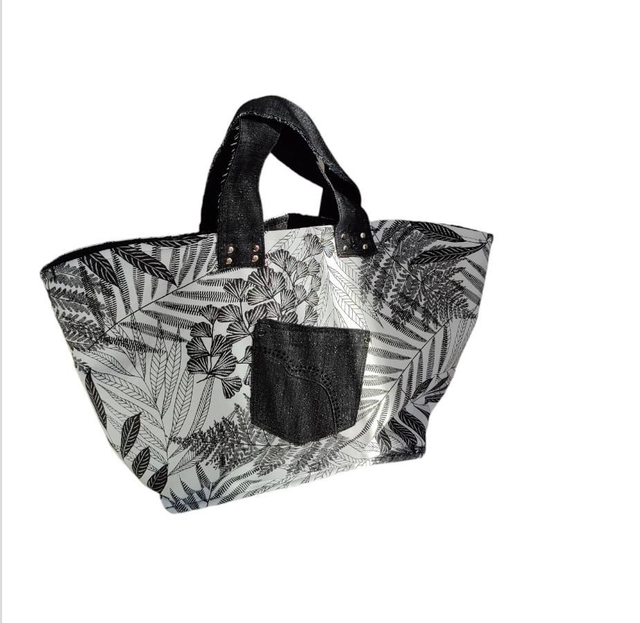 Sac panier/ sac plage upcycling recyclage tissu d&#039;ameublement 