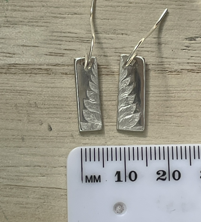 Half fern silver earrings