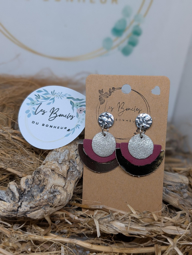 Boucles d&#039;oreilles Donatelle gris bordeaux do219