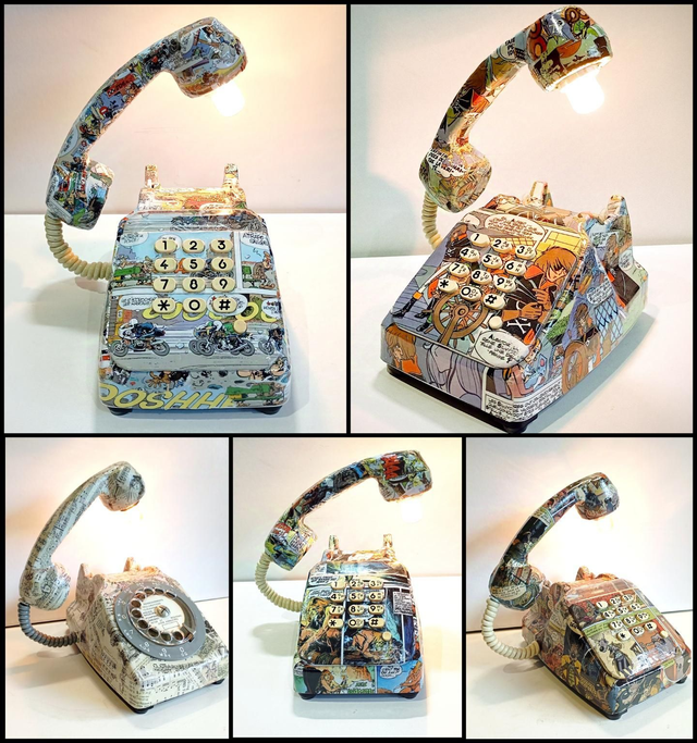 Téléphone déco BD, Lampe d'ambiance déco à poser : Albator, Rahan, Joe BarTeam, Lobo Tommy, Harley Queen etc...