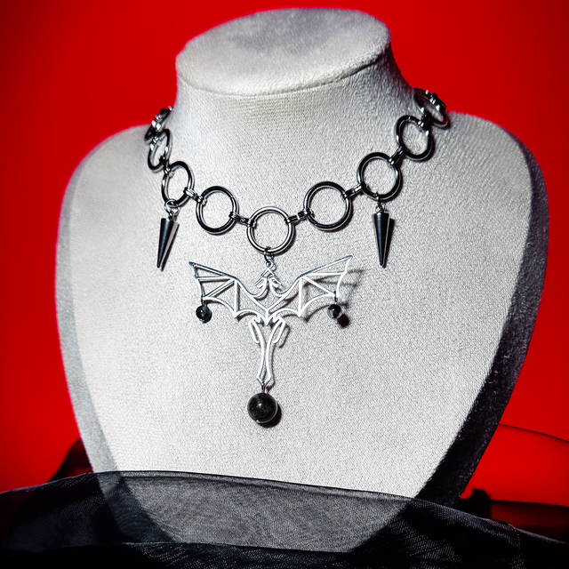 Collier DRACO jaspe sang de dragon