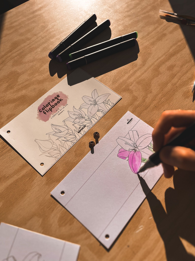 Coloriage Flipbook fait à la main- L'abeille et le Lys