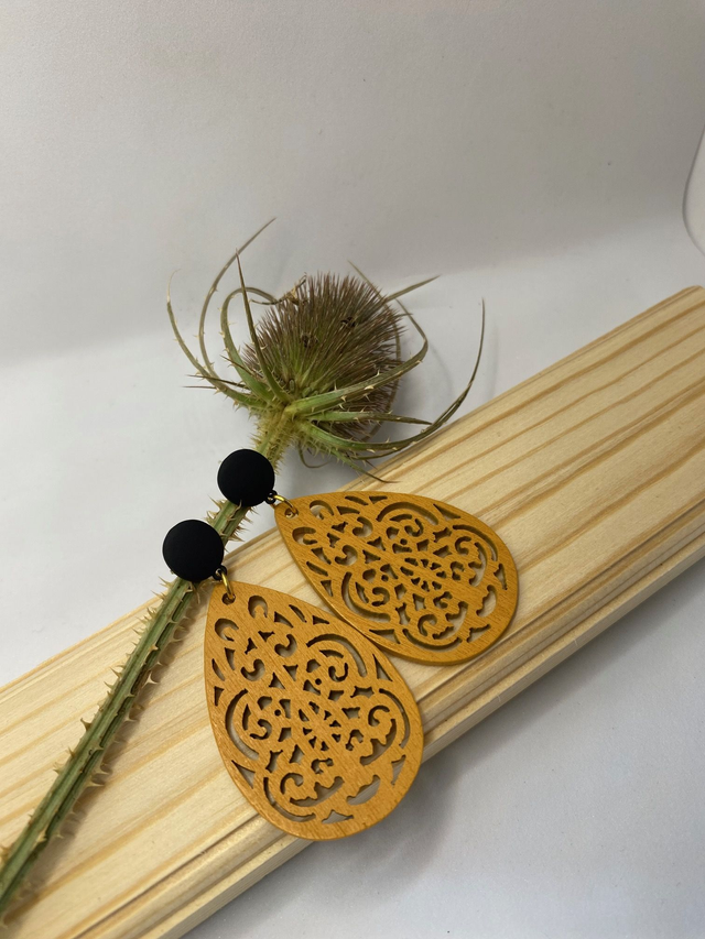 Boucles d'oreilles Bois Moutarde 