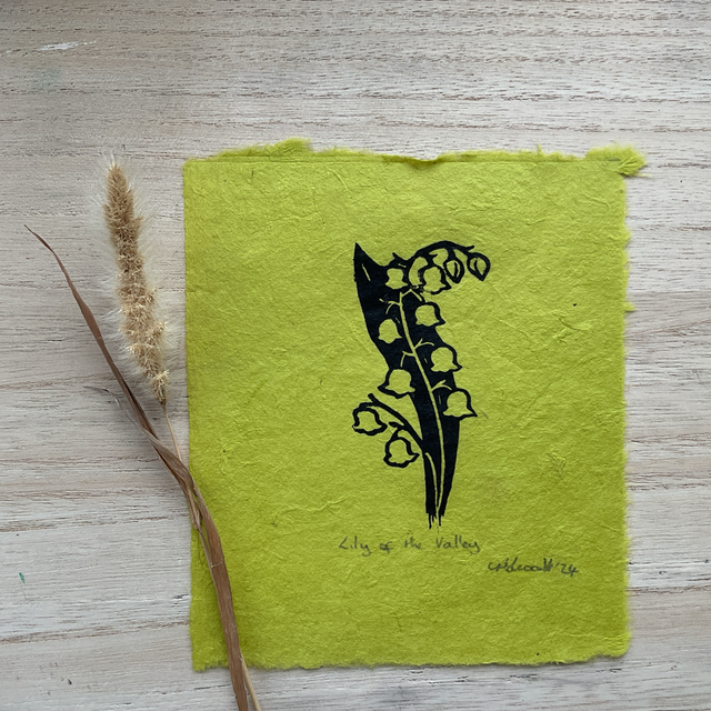 Lily of the Valley mini Lino Prints on Khandi paper