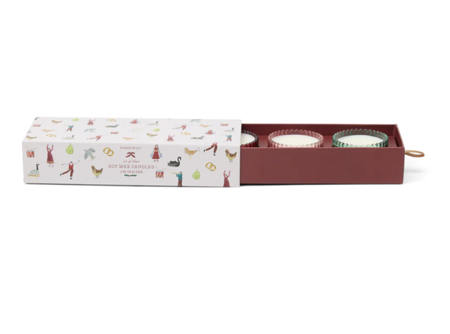 Christmas 3 x 56g Ribbed Glass Gift Set - Winter Berry, Pink Peppermint & Balsam Fir