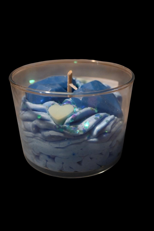Bougie cœur bleu gourmande