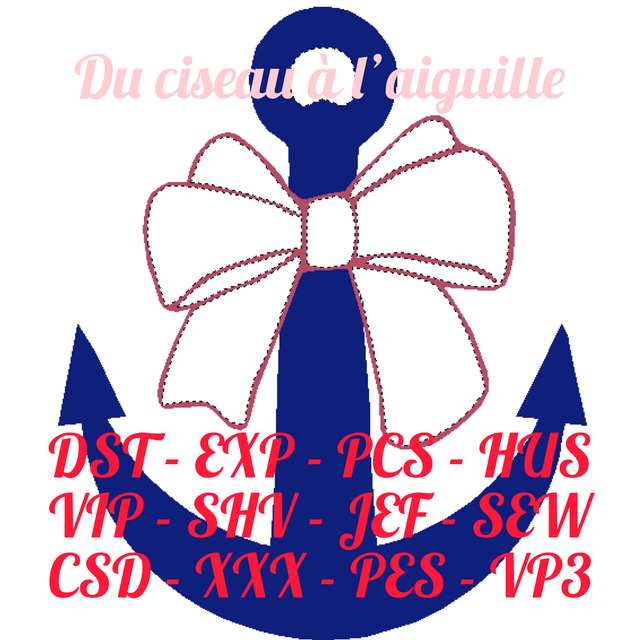 fichier broderie ancre et noeud appliqué -Cadre 10x10 / 12 Formats