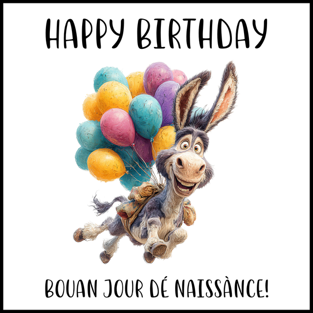 100 CARD - OCCASION BIRTHDAY BALLOONS DONKEY