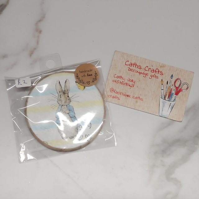 Decoupage 'P Rabbit' Wooden Magnet