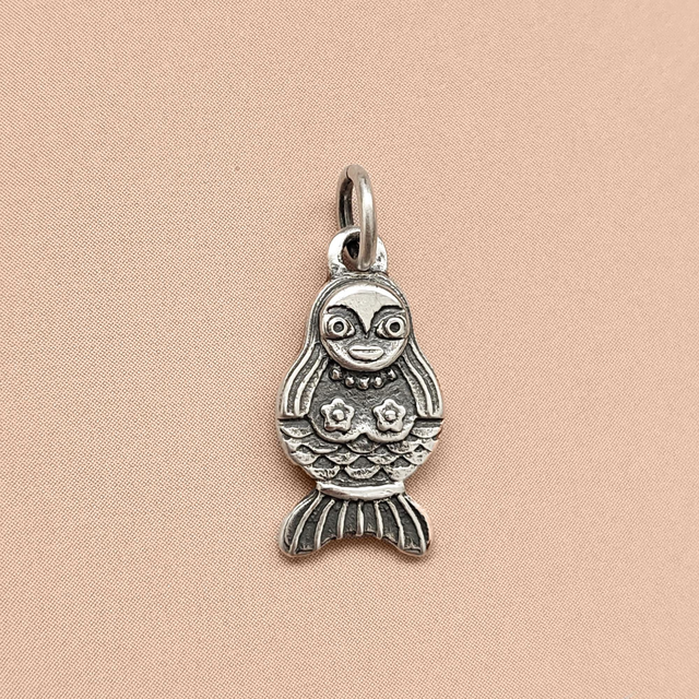 Quirky Mermaid Necklace  - Sterling Silver Mermaid - Mermaid Charm - 925 Mermaid Pendant - Medieval Fish Charm