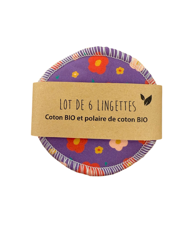 Lingettes démaquillantes -  FLEURS ( violet )