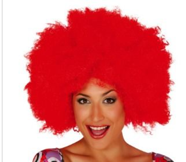CARNEVALE , PARRUCCA AFRO ROSSA  “EXTRA”