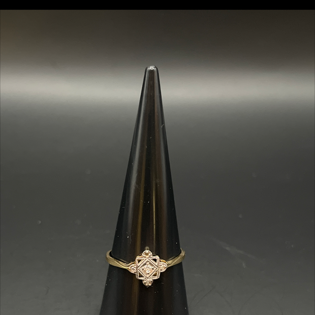 18ct Gold &amp; Platinum Diamond Ring, Art Deco Style