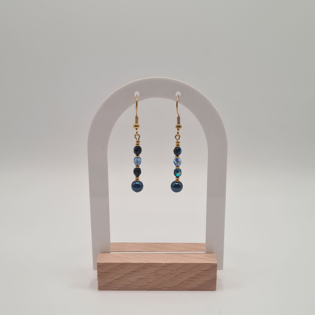 Santorin bleu/doré  (Boucles d'oreilles)