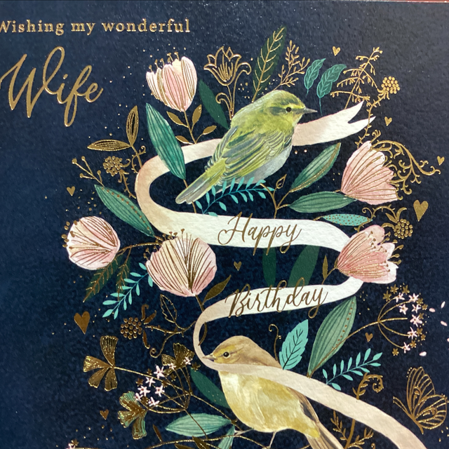 Birthday Relative Wife - Birds and ribbon GB 