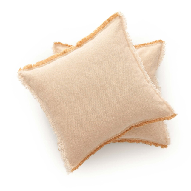 Funda cojin flecos Beige