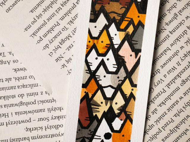 KOTY zakładka do książki, ręcznie malowana akwarela