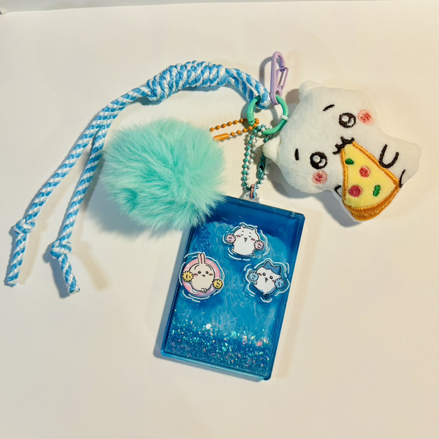 Chiikawa plush &amp; acrylic shaker pom pom keychain