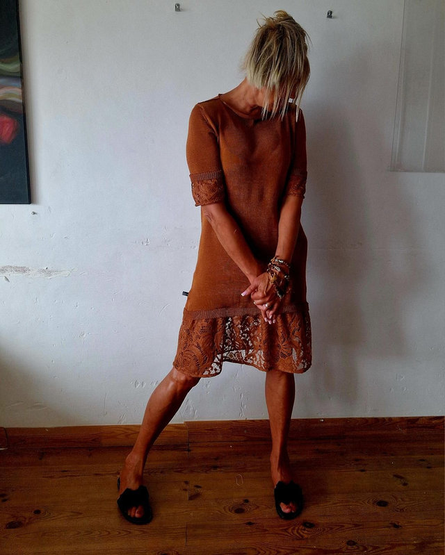 Silk dress with lace