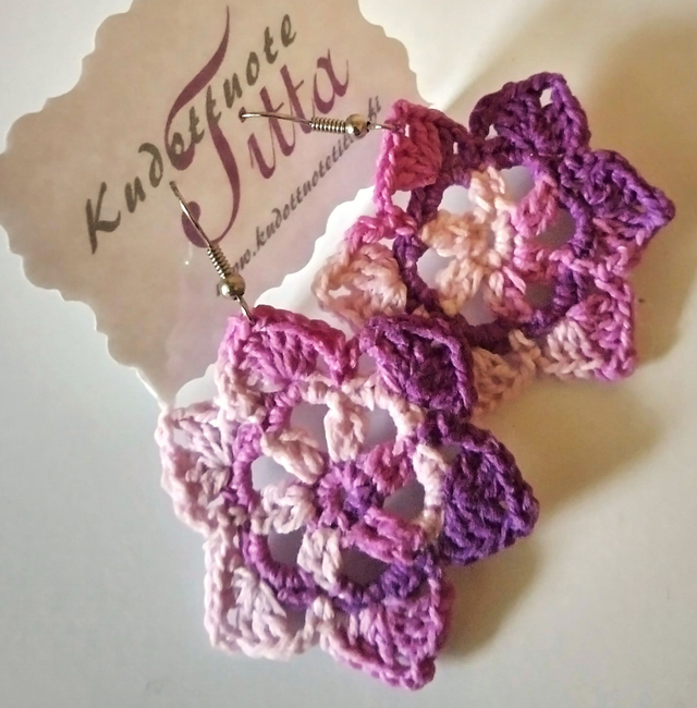 Virkatut Kukka- korvakorut, monivärinen   