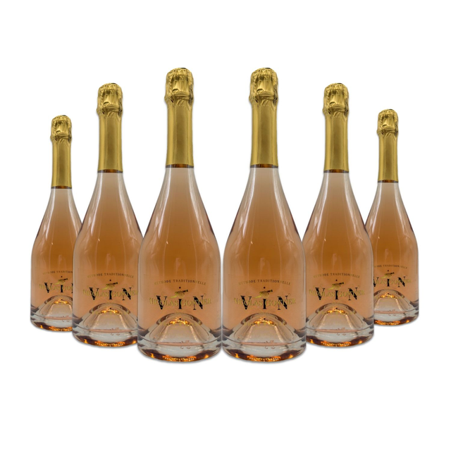 Vin mousseux de qualité Méthode Traditionnelle BRUT Rosé - Carton de 6 bouteilles de 75cl