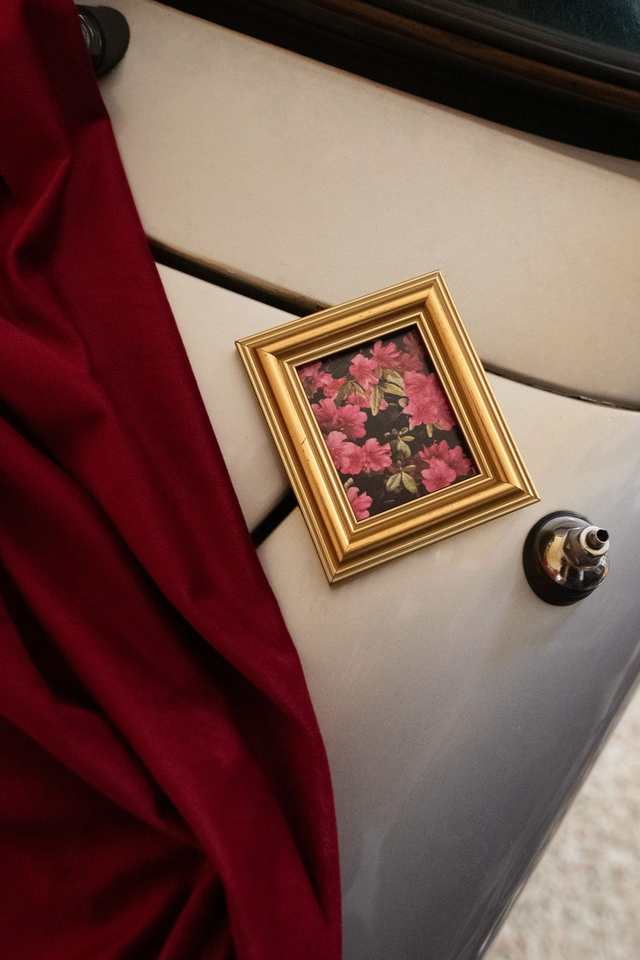 Mini Cadre Doré Aimanté 🌹 Illustration Florale 