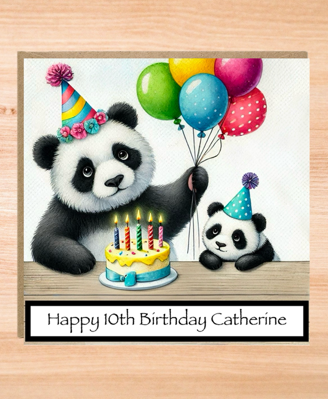 Personalised Panda Birthday Card