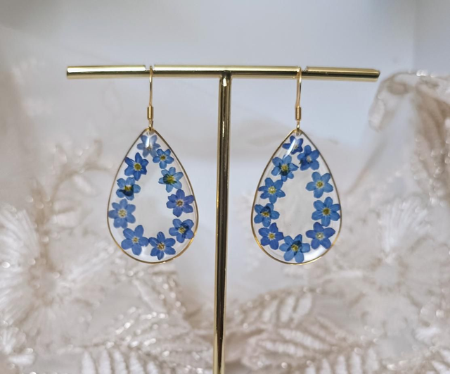 Boucles d&#039;oreilles Myosotis (Ne m&#039;oubliez pas)  