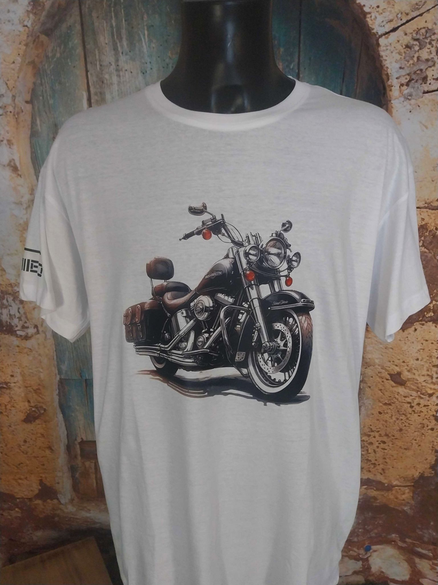 T-SHIRT BLANC HOMME(A74) MOTO