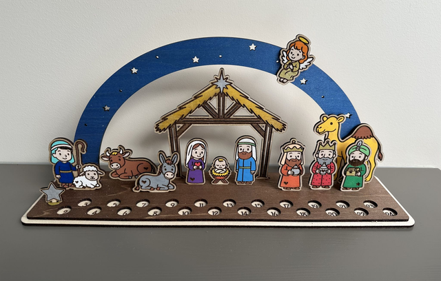 Crèche de Noël en bois coloré 🎄 Calendrier de l’Avent sans cadeau 🌟
