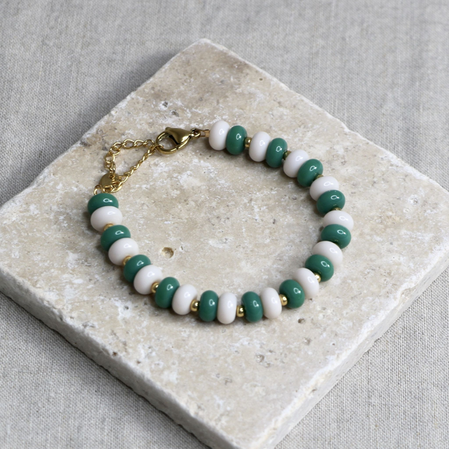 Bracelet Lucia Beige et Vert