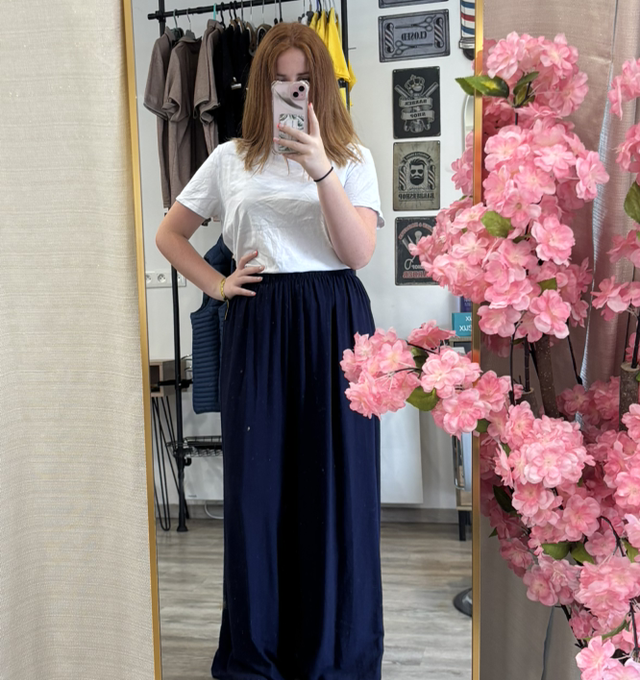 Pantalon fluide bleu marine