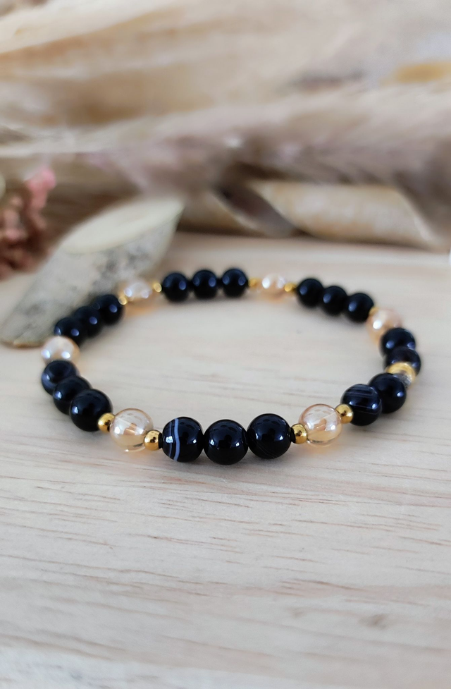 Bracelet "Soutien et Force" Onyx