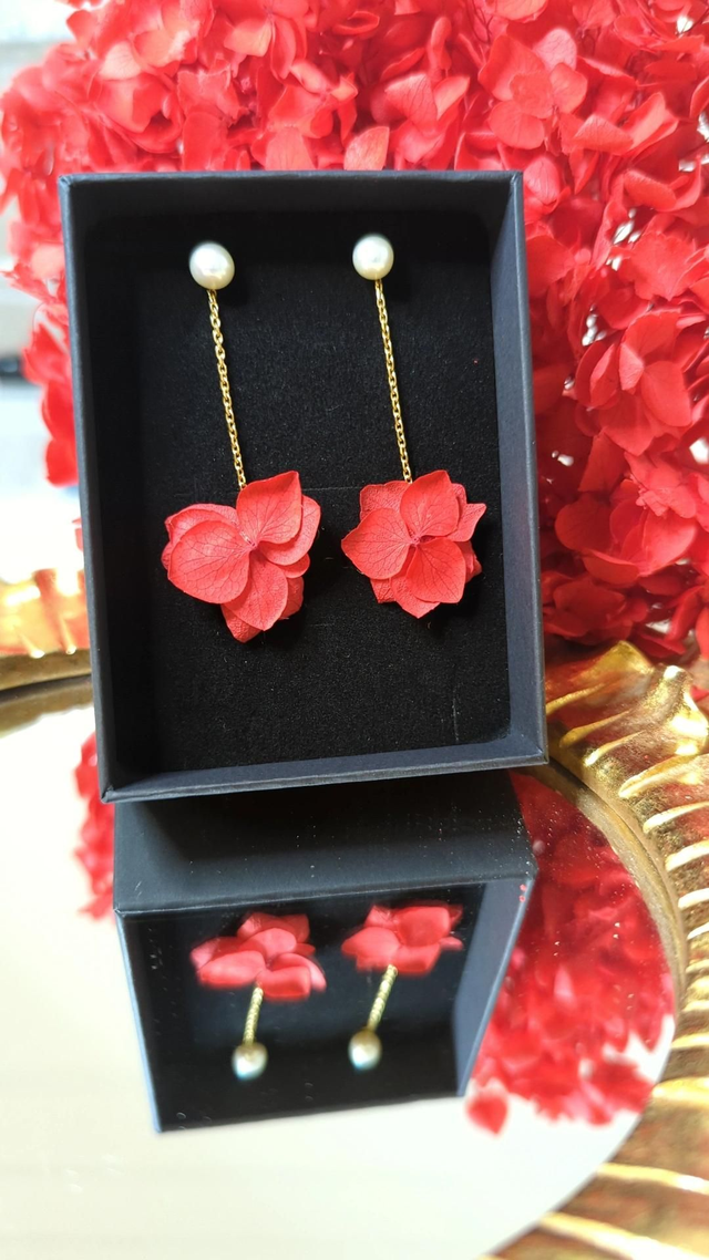 Boucles d'oreilles LUMIA Rouges - Perles d'eau douce 