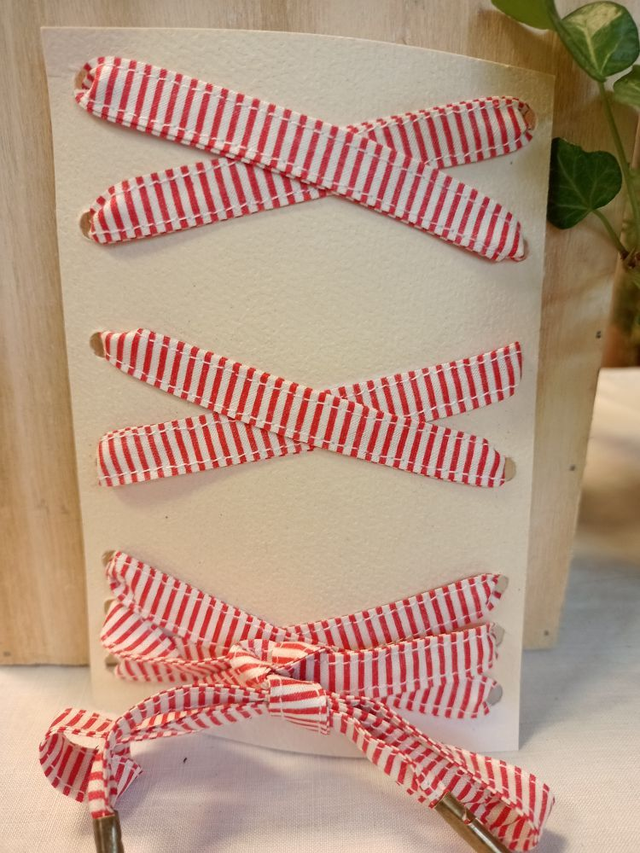 Paire de lacets en coton rayé rouge/blanc