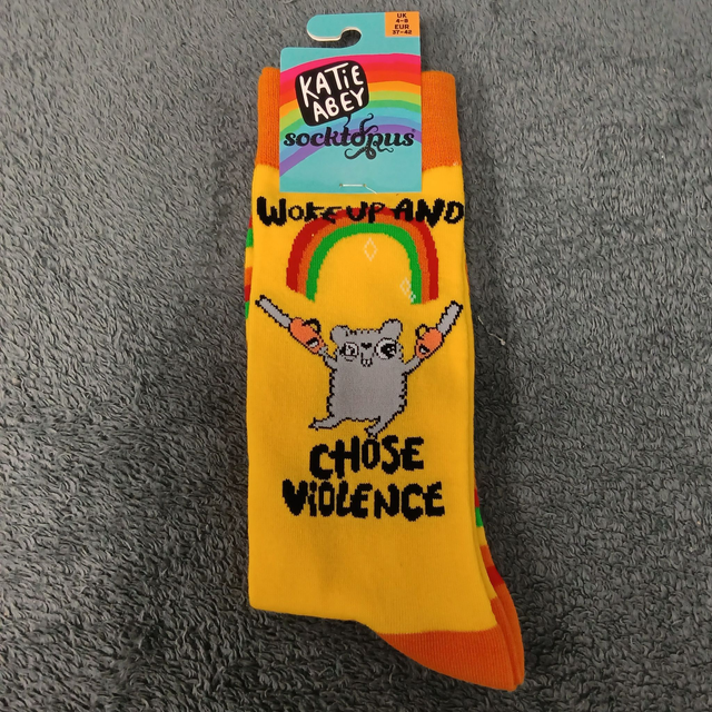 Woke Up and Chose Violence Socks - Adult 4-8, Multi