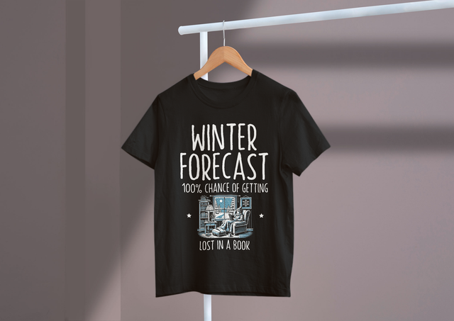 Winter Forecast 100% Chance of Getting Lost In A Book. Wintervorhersage 100 % Chance, sich in einem Buch zu verlieren