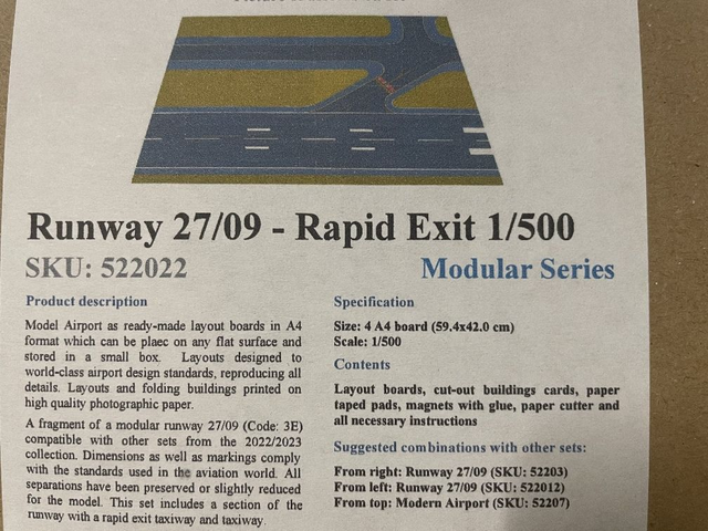 Diorama Runway 27/09 Rapid Exit 1/500 (4 x A4 29,78 x 21 cm) 