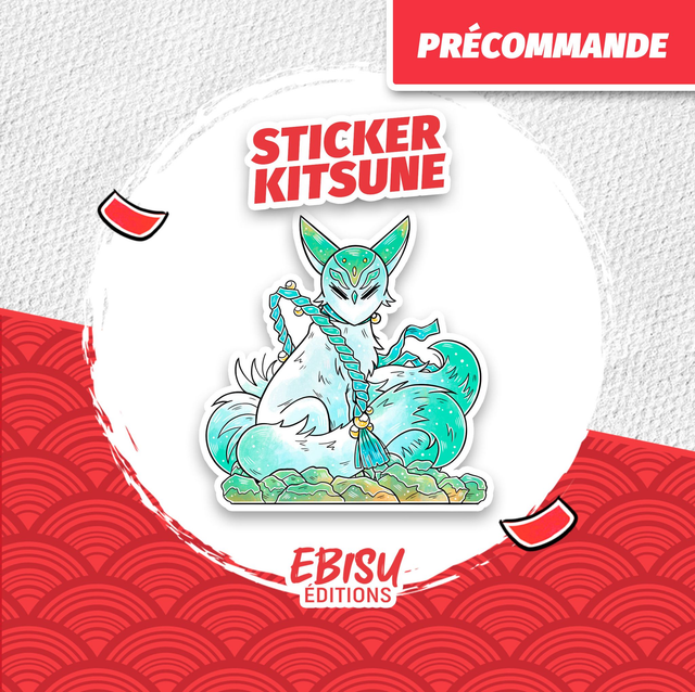 Sticker Green Kitsune - Précommande