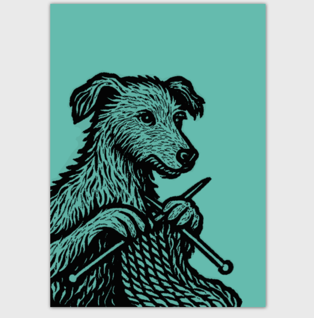Knitting Draig the Hound Postcard