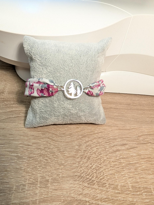 Bracelet sapin fleurs roses