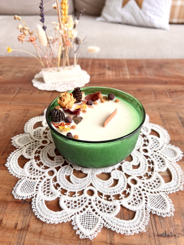 ✨ Bougie Sucre d&#039;orge - grand ramequin &quot;vert&quot;