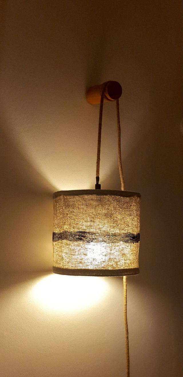 Abat-jour en chanvre peint à la main- suspension baladeuse diamètre 20 cm