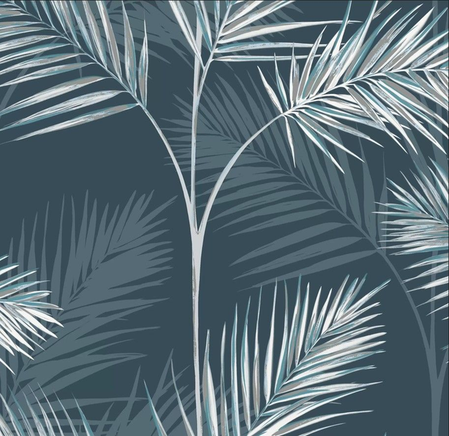 South Beach Palm Leaf Navy Blue - Fine Décor - FD42681 
