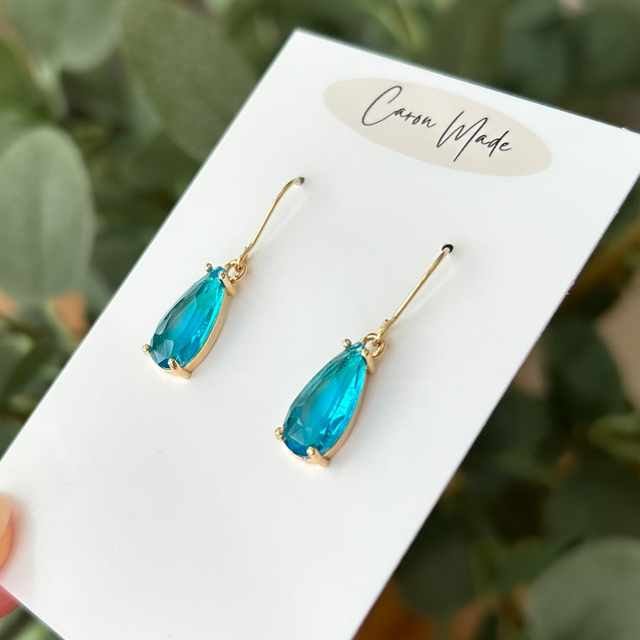 Turquoise sparkling CZ teardrop